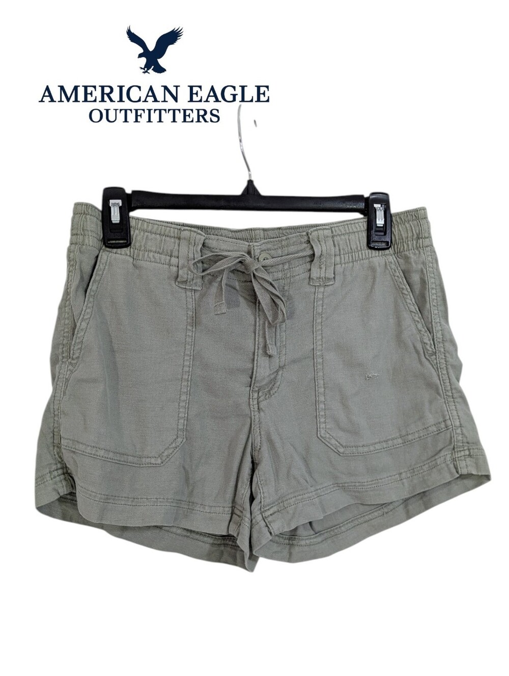 American Eagle Distressed Green Linen Blend Shorts - Size 0 Womens